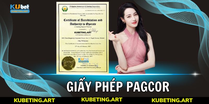 Giấy phép PAGCOR - Chứng nhận hoạt động hợp pháp kubet